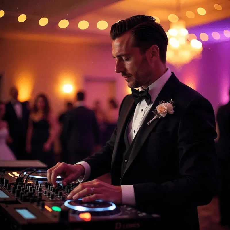Profesionalus DJ kuria nepamirštamą vestuvių atmosferą su muzika ir apšvietimu.